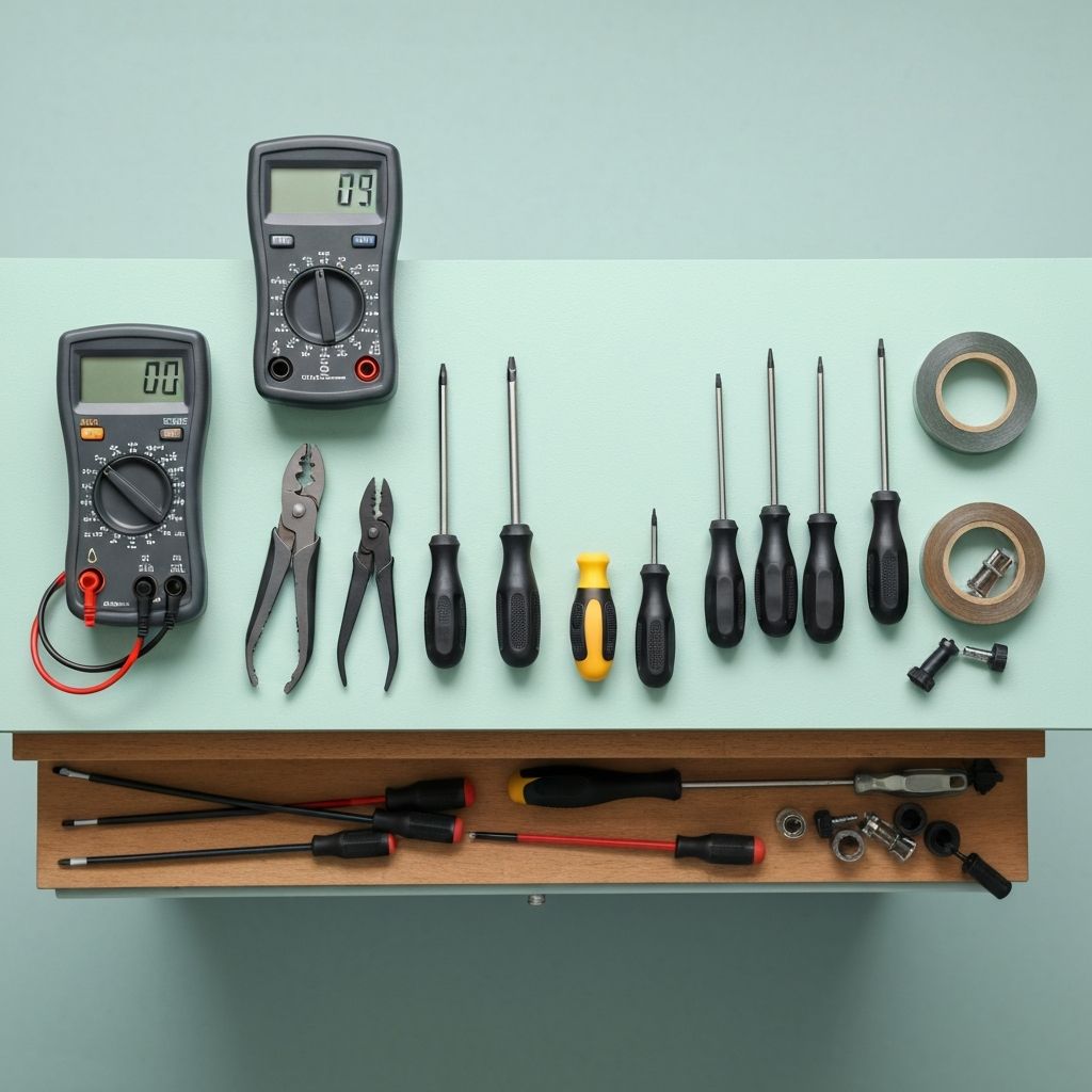 Professional electrical tools and equipment ready for use